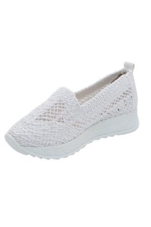 Bluefeet T50 Beyaz Triko Örme Tül Günlük Bayan Spor Ayakkabı