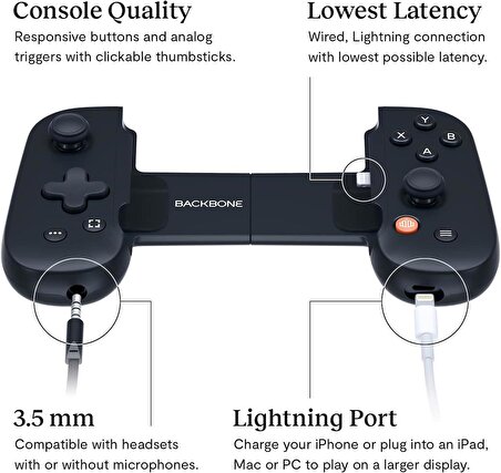Backbone One, Gen1 Xbox Edition İOS - Lightning Mobil Gaming Controller BB-02-B-X – Siyah
