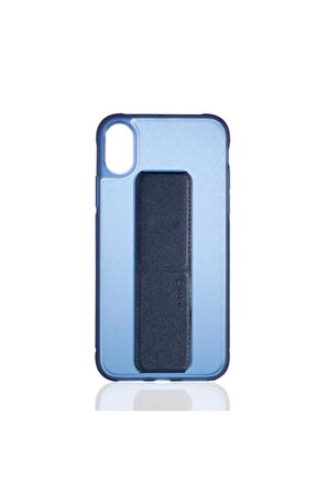 Apple iPhone X Uyumlu Kılıf Roar Aura Kick-Stand Kapak Mavi