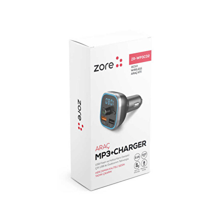 Zore ZR-WP3C02 Bluetooth Transmitter Mp3 Araç Şarjı