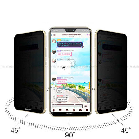 Huawei P20 Pro Uyumlu Davin 5D Privacy Cam Ekran Koruyucu