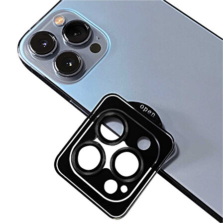 Apple iPhone 14 Pro Max Uyumlu Zore CL-09 Kamera Lens Koruyucu (Siyah)