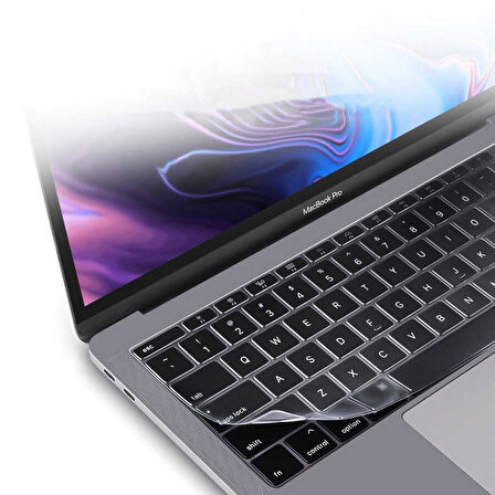 Apple Macbook 13' Pro Touch Bar A1706 Uyumlu Zore Klavye Koruyucu Şeffaf Silikon Ped