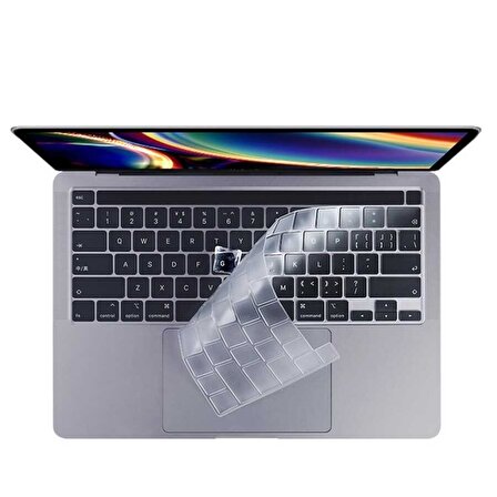 Apple Macbook 15' Pro 2017 A1707 Uyumlu Zore Klavye Koruyucu Şeffaf Silikon Ped