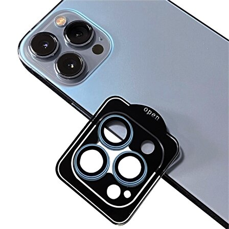 Apple iPhone 13 Pro Max Uyumlu Zore CL-11 Safir Kamera Lens Koruyucu (Sierra Mavi)