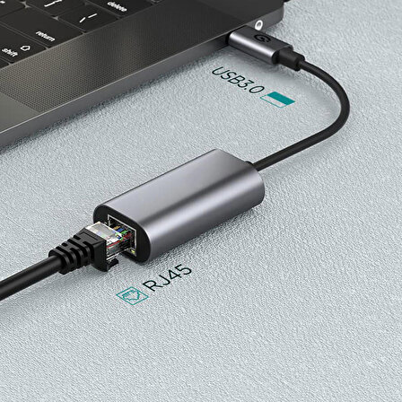 Zore QG03 USB-A to RJ45 USB3.0 Ethernet Dönüştürücü Kablo 1000Mbps 22cm