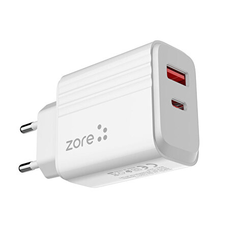 Zore Play PL3 Type-C 20 Watt Hızlı Şarj Aleti Beyaz