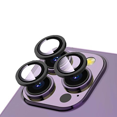 Apple iPhone 13 Pro Max Uyumlu Zore CL-12 Premium Safir Kamera Lens Koruyucu (Siyah)