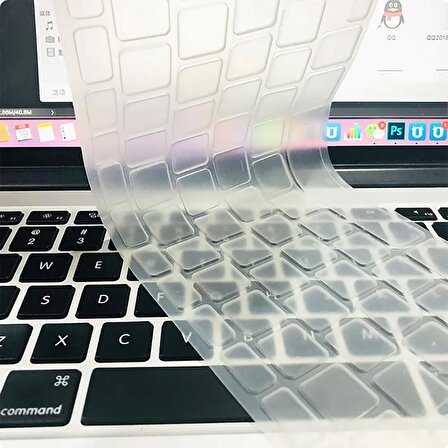 Apple Macbook 13' 2017 A1466 Zore Klavye Koruyucu Transparan Buzlu Silikon Ped