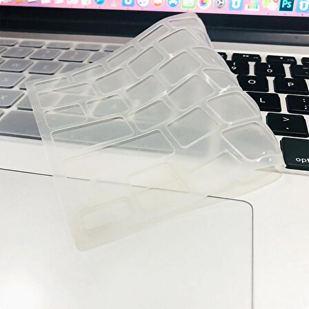 Apple Macbook 13' Pro Touch Bar A1706 Uyumlu Zore Klavye Koruyucu Transparan Buzlu Silikon Ped