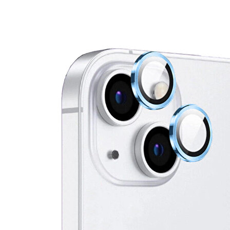 Apple iPhone 15 Uyumlu Zore CL-12 Premium Safir Kamera Lens Koruyucu Baby Blue