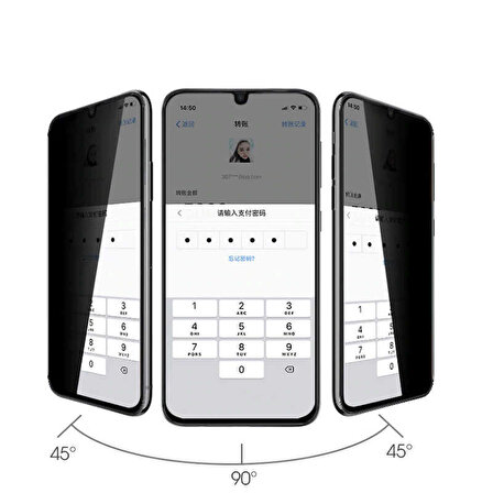 Huawei P30 Lite Uyumlu New 5D Privacy Temperli Ekran Koruyucu