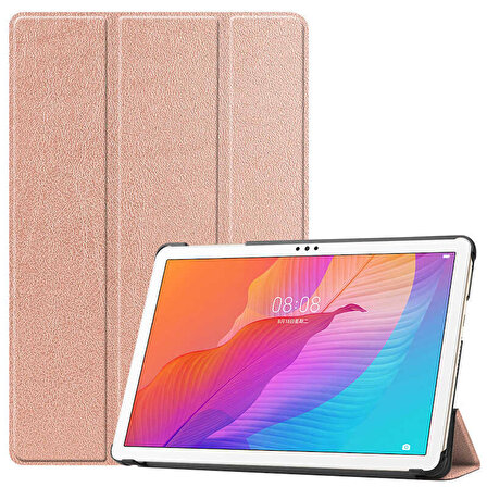Huawei MatePad T10 Uyumlu Tablet Kılıfı Smart Cover Standlı Akıllı Kılıf Rose Gold