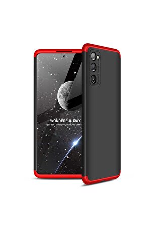 Samsung Galaxy S20 FE Uyumlu Kılıf Ays Kapak Siyah-Kırmızı