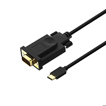 Qgeem QG-UA17 Type-C to VGA Adaptörü Yüksek Çözünürlüklü Dönüştürücü Kablo 1080p 60Hz 1.8 metre