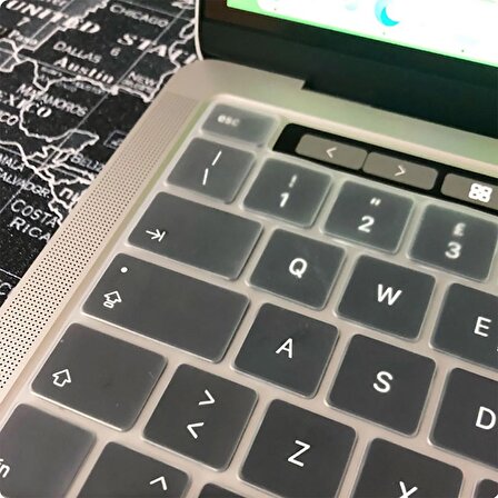 Apple Macbook 16' Touch Bar Uyumlu A2141 Klavye Koruyucu Transparan Buzlu Silikon Ped