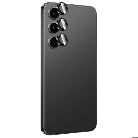 Samsung Galaxy S24 Plus Uyumlu Titanium Premium Temperli Kamera Lens Koruyucu Siyah