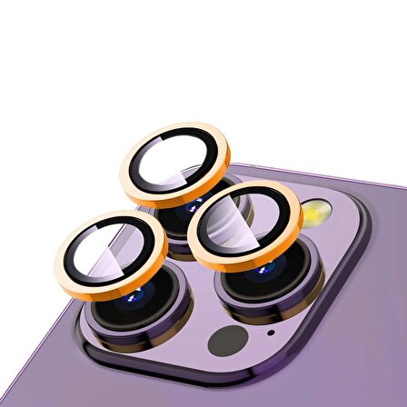 Apple iPhone 14 Pro Uyumlu CL-12 Premium Safir Parmak İzi Bırakmayan Anti-Reflective Kamera Lens Koruyucu Turuncu