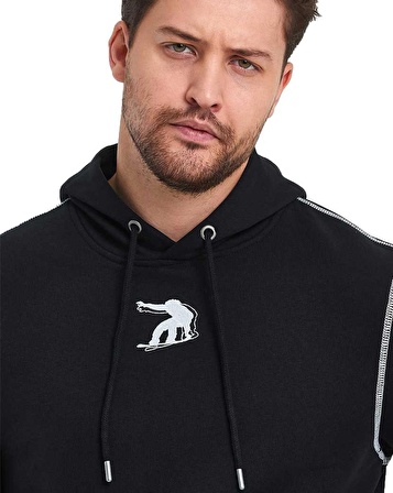 Snowboard Nakış Logo Baskılı Gri Sweatshirt