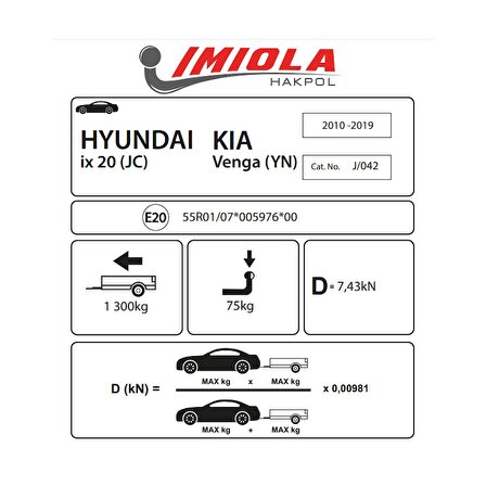 Hakpol - Hyundai Hyundai ix 20 2010 ve Sonrası Çeki Demiri