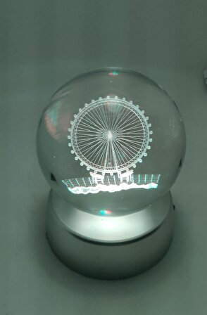 3D Dönme Dolap Işıklı Cam Küre