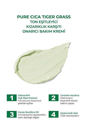 Sinoz Pure Cica Tiger Grass Ton Eşitleyici Yoğun Onarıcı Yatıştırıcı Kızarıklık Karşıtı Yüz Kremi 15 ml