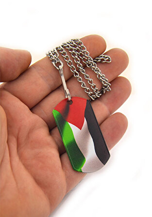 Filistin Bayrak Basklı Asker Künyesi Rozet Seti