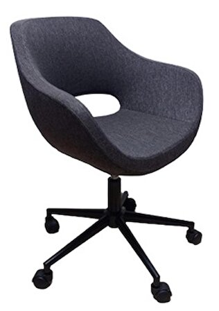 Ofis Koltuğu Çalışma Sandalyesi Kahverengi Renk Keten Kumaş Döküm Süngerli
