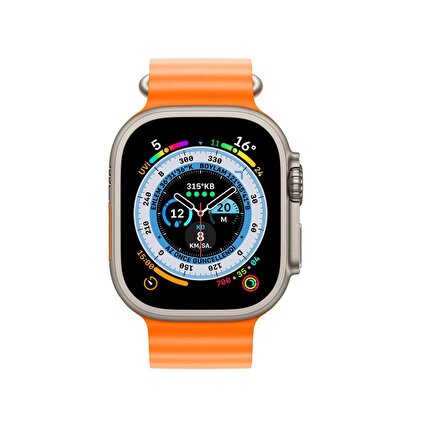 Global 42-49mm Yeni Nesil Apple Uyumlu Akıllı Saat Kordonu Silikon Turuncu