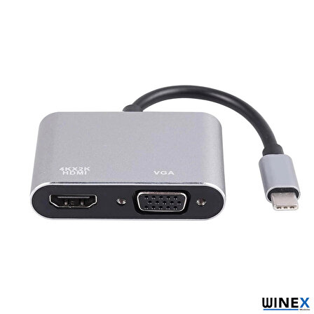 Global 2in1 Type-C to 4K HDMI + VGA Çevirici ve Dönüştürücü Adaptör WNE0119