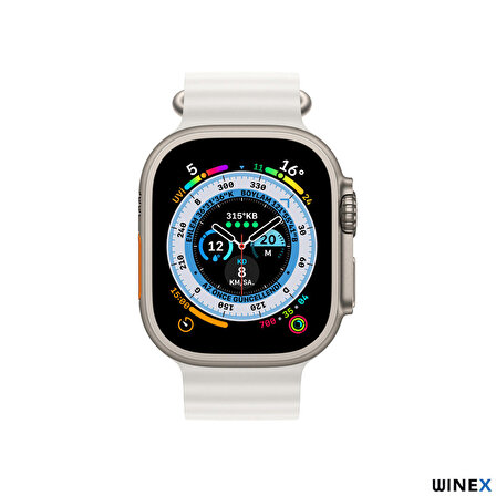 Global T800 Ultra 2023 Android İos Uyumlu Akıllı Saat Gümüş Kasa Beyaz Kordon