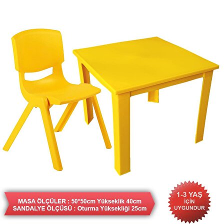 Çocuk Masa Sandalye Takımı Sarı H40 1 3 Yaş