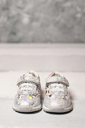 İlk Adım Çocuk Ayakkabısı Renkli Desenli Gümüş