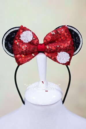 Minnie Mouse Payetli Kırmızı Taç