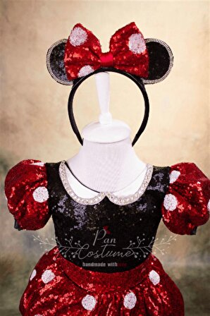 Minnie Mouse Payetli Kırmızı Taç