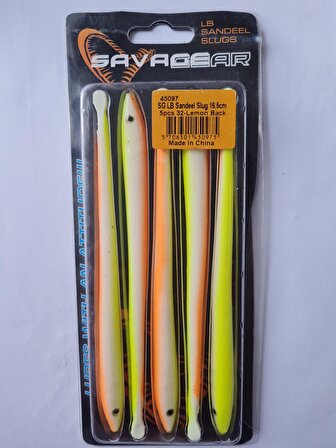 Savage gear LB Sandeel Slug 16.5 cm 5 Adet Silikon  Yem Renk: Lemon Back