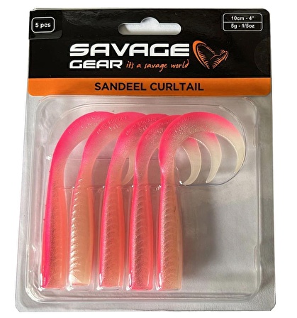 Savage Gear LB Sandeel Curltail 7cm Pink Glow 6 Adet Orak Kuyruk