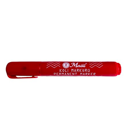Masis 3 mm Yuvarlak Uç Koli Kalemi Markörü 12 Adet (PMY-K) Kırmızı