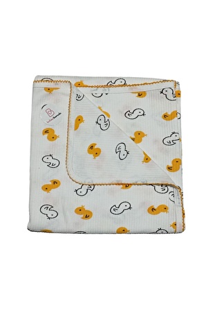 Civciv Baskılı Çift Katlı Penye Battaniye 80 x 90 Bebek Battaniyesi