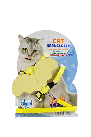 Glipet Melek Kanatlı Kedi Göğüs Tasması Sarı Pati