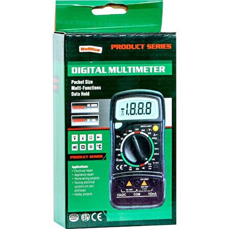 Wellhise Mas 830L Dijital Multimetre Ölçü Aleti Avometre Işıklı Ekran