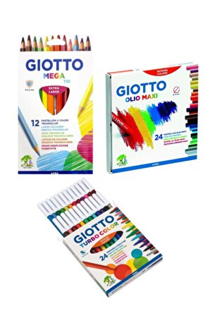 Okul Seti (pastel +kuruboya+keçeli)3'lü Set Giotto