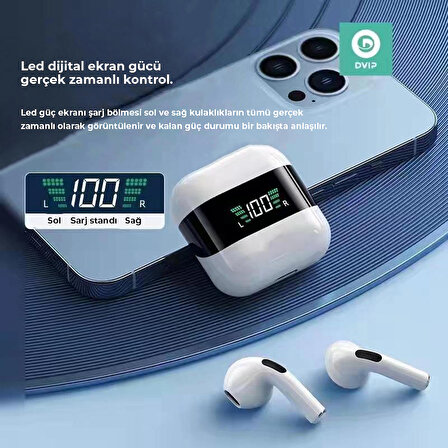 Global P50 Pro TWS Dijital Ekranlı Bluetooth Kulaklık Beyaz WNE0350