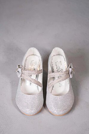 Kız Çocuk Topuklu Gümüş Ayakkabı