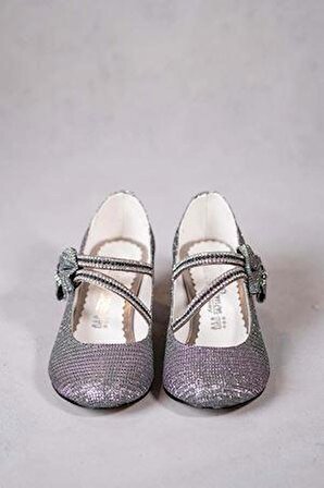 Kız Çocuk Topuklu Ayakkabı Platin