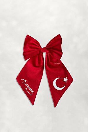 Kız Çocuk Ay Yıldızlı, Atatürk İmzalı Klipsli Toka Kırmızı