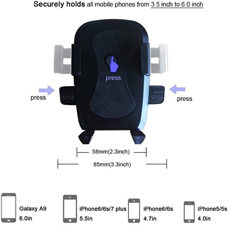 Araç İçi Cama Yapışan Telefon Tutucu Standlı Tuşlu Vantuzlu Telefon Tutucu