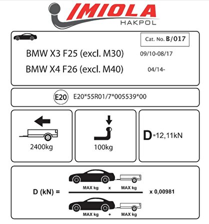 Hakpol - BMW X3 F25 2010 - 2017 Çeki Demiri
