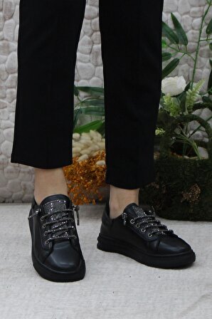 Mehmet Mete 42420 Comfort Taşlı Bağcıklı Sneaker Kadın Ayakkabı
