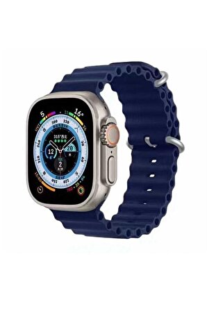 Apple Watch Ultra 49mm Renkli ​​​​KRD-75 Silikon Metal Tokalı Kordon